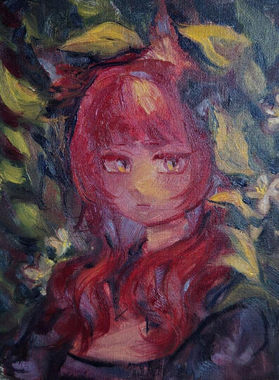 Among the greens. 18х24, масло.